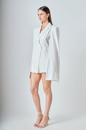 ENDLESS ROSE - Caped Blazer Romper - ROMPERS available at Objectrare