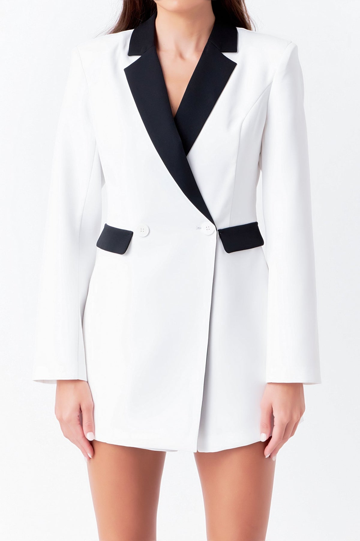 ENDLESS ROSE - Contrasted Blazer Romper - ROMPERS available at Objectrare
