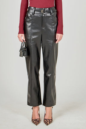 ENDLESS ROSE - Faux Leather Wide Pocket Pants - PANTS available at Objectrare