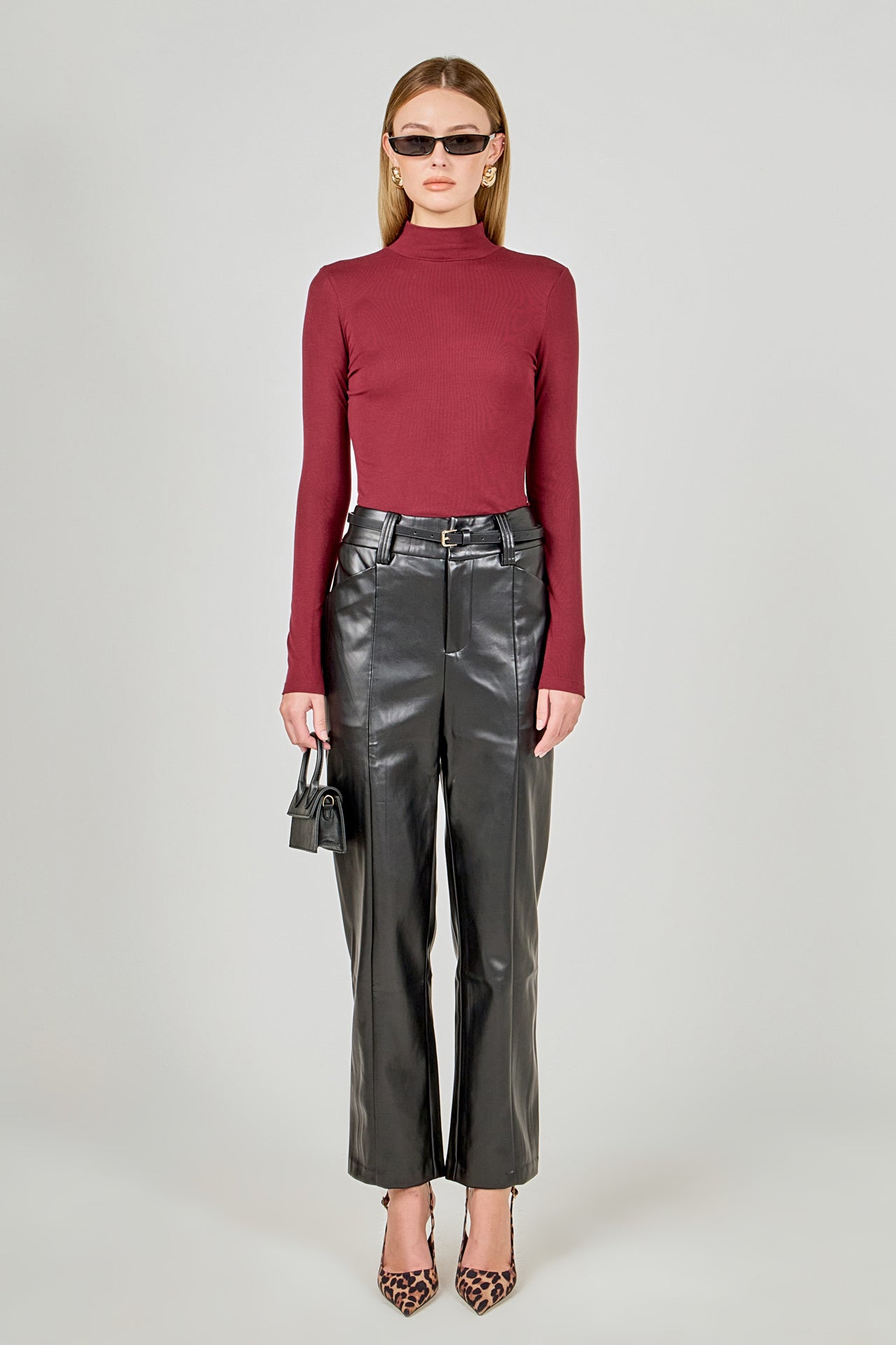 ENDLESS ROSE - Faux Leather Wide Pocket Pants - PANTS available at Objectrare