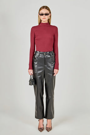 ENDLESS ROSE - Faux Leather Wide Pocket Pants - PANTS available at Objectrare