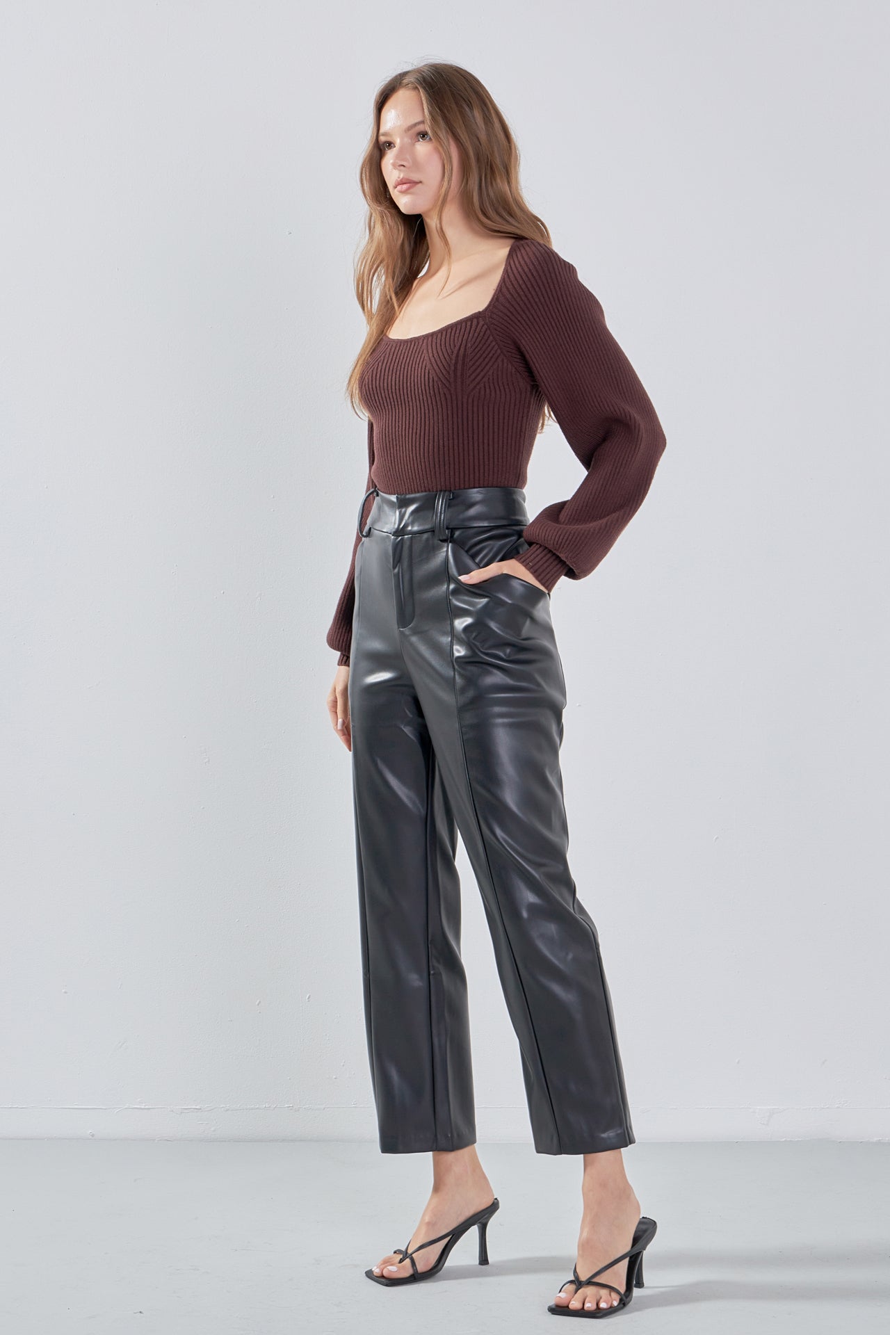 ENDLESS ROSE - Endless Rose - Faux Leather Wide Pocket Pants - PANTS available at Objectrare