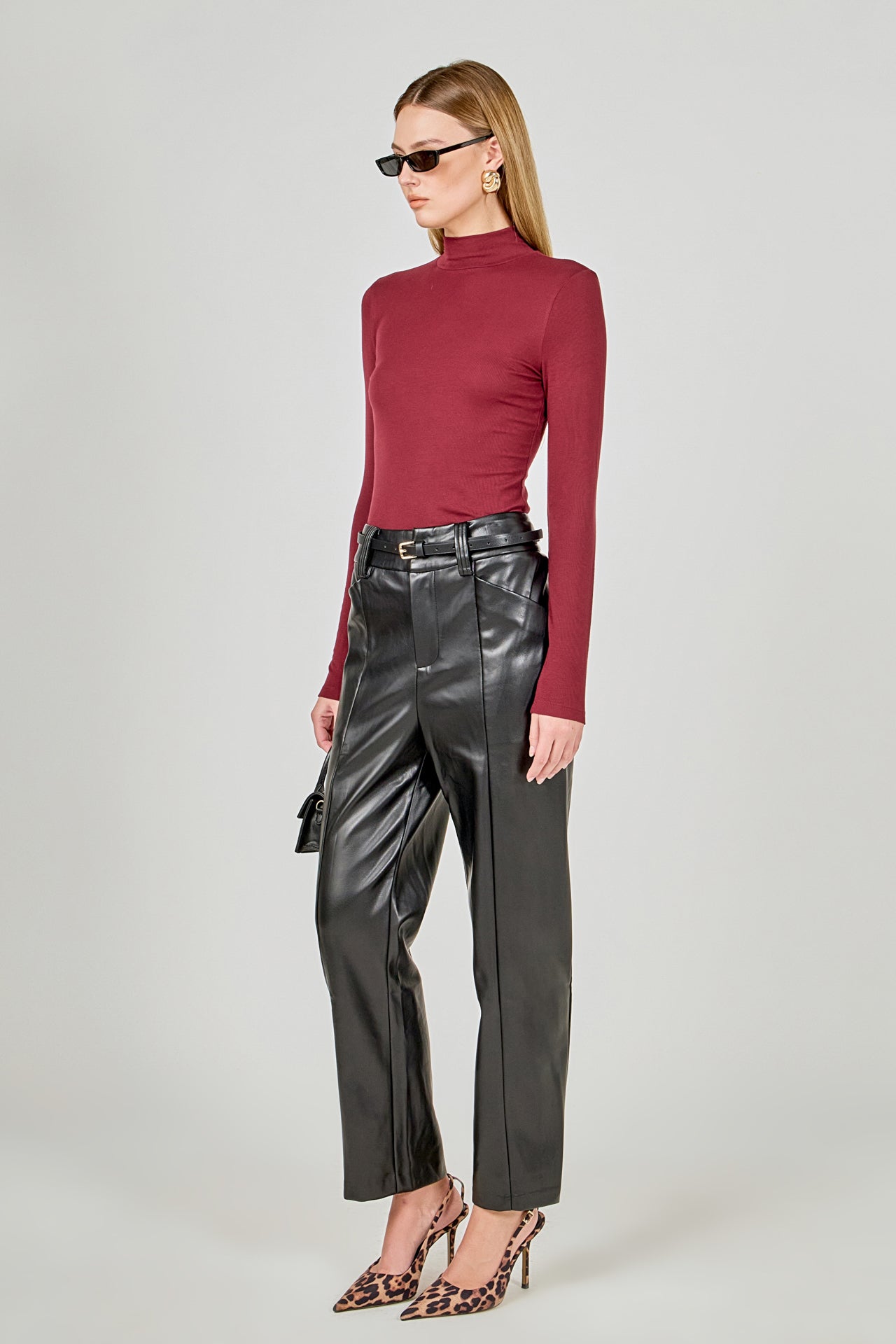 ENDLESS ROSE - Faux Leather Wide Pocket Pants - PANTS available at Objectrare