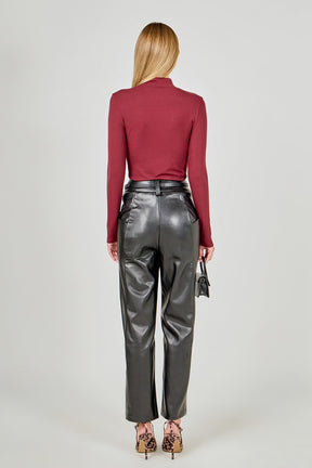 ENDLESS ROSE - Faux Leather Wide Pocket Pants - PANTS available at Objectrare