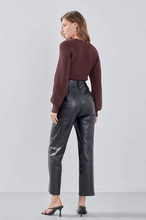 ENDLESS ROSE - Endless Rose - Faux Leather Wide Pocket Pants - PANTS available at Objectrare