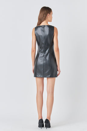 ENDLESS ROSE - Faux Leather Buttoned Mini Dress - DRESSES available at Objectrare