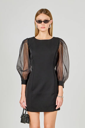 ENDLESS ROSE - Organza Blouson Mini Dress - DRESSES available at Objectrare