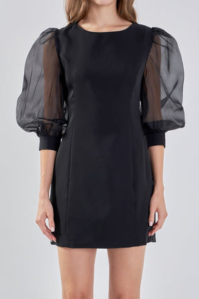 ENDLESS ROSE - Organza Blouson Mini Dress - DRESSES available at Objectrare