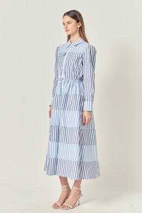 ENGLISH FACTORY - Stripe Block Maxi Dress - DRESSES available at Objectrare