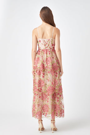 Endless Rose - Floral Embroidered Maxi Dress Pink / L Endless Rose - Floral Embroidered Maxi Dress Pink / L