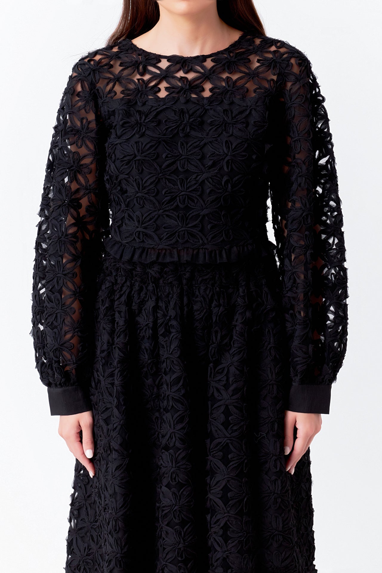 ENDLESS ROSE - Floral Lace Long Sleeve Top - TOPS available at Objectrare