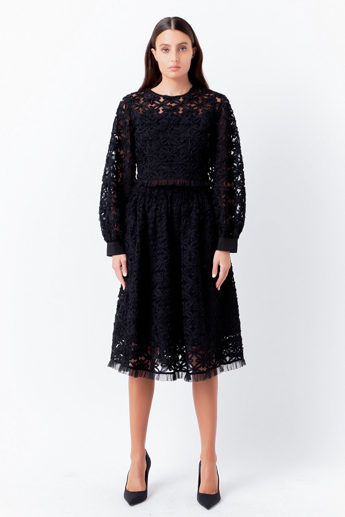 ENDLESS ROSE - Floral Lace Long Sleeve Top - TOPS available at Objectrare