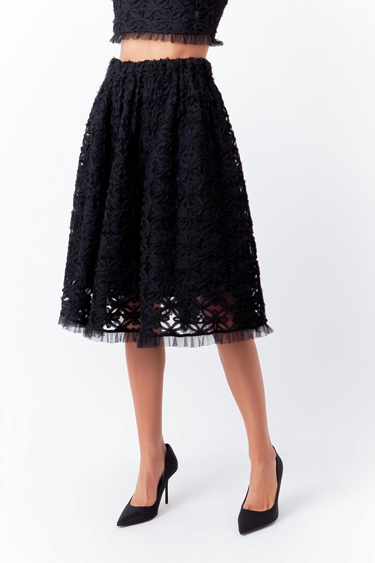 ENDLESS ROSE - Floral Lace Midi Skirt - SKIRTS available at Objectrare