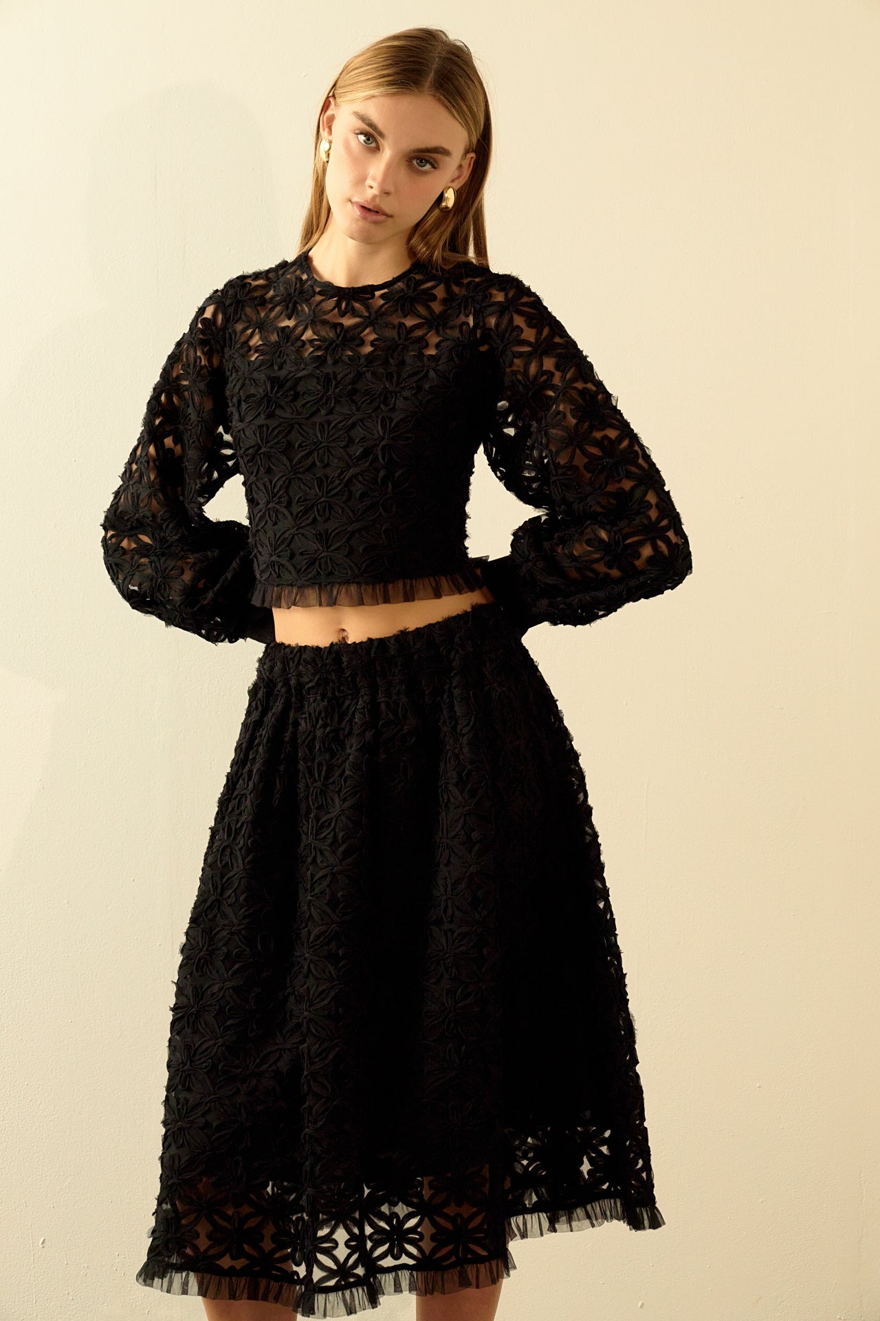 ENDLESS ROSE - Endless Rose - Floral Lace Midi Skirt - SKIRTS available at Objectrare