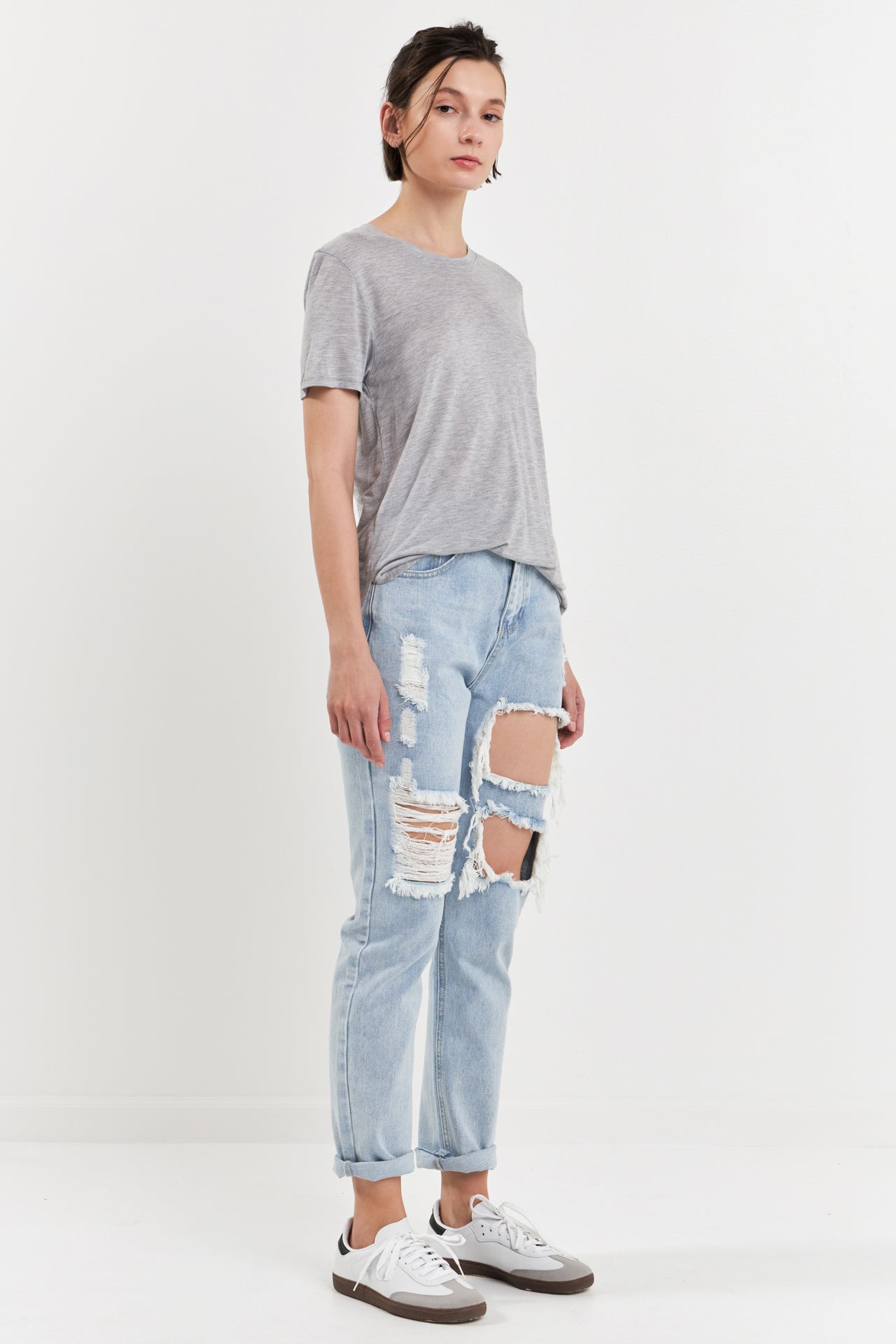 GREY LAB - Grey Lab - High-Waisted Ripped Straight Leg Jeans - JEANS available at Objectrare