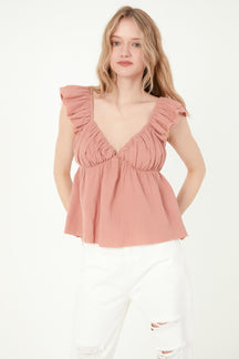 FREE THE ROSES - Sweet Heart Neck Raw Edge Top - TOPS available at Objectrare