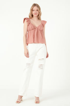 FREE THE ROSES - Sweet Heart Neck Raw Edge Top - TOPS available at Objectrare