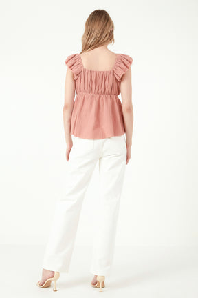 FREE THE ROSES - Sweet Heart Neck Raw Edge Top - TOPS available at Objectrare