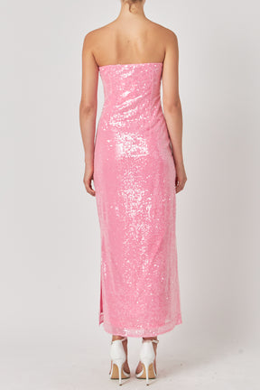 Strapless Sequins Maxi Dress