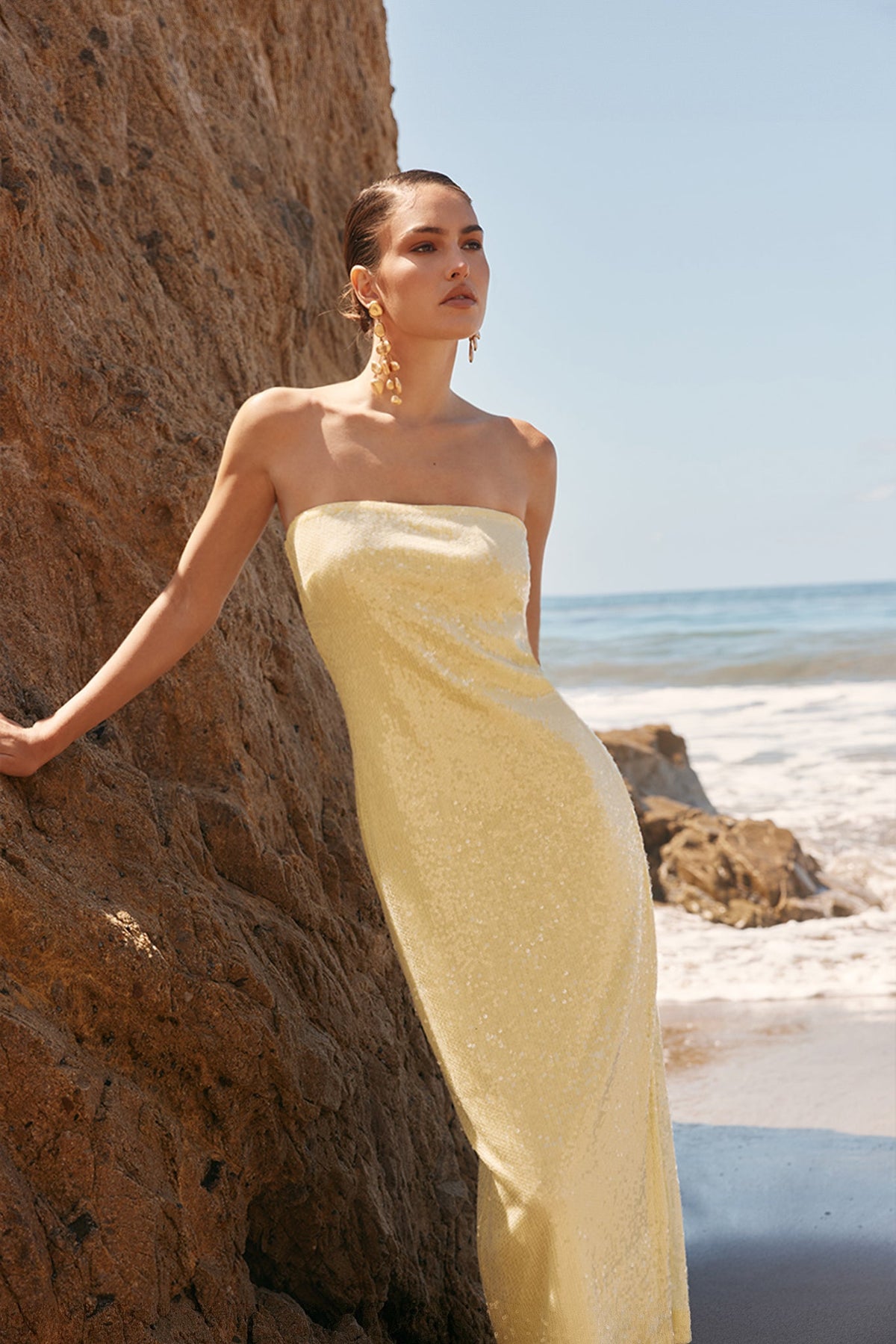 Strapless Sequined Maxi Dress