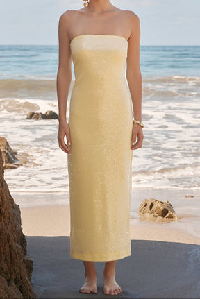 ENDLESS ROSE - Strapless Sequined Maxi Dress - DRESSES available at Objectrare