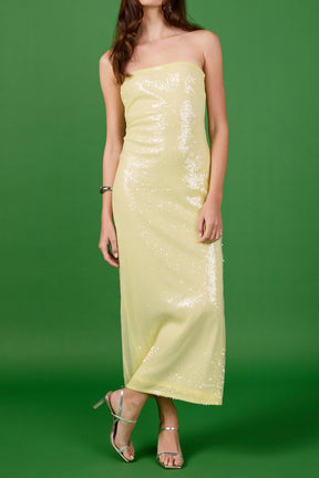ENDLESS ROSE - Strapless Sequins Maxi Dress - DRESSES available at Objectrare