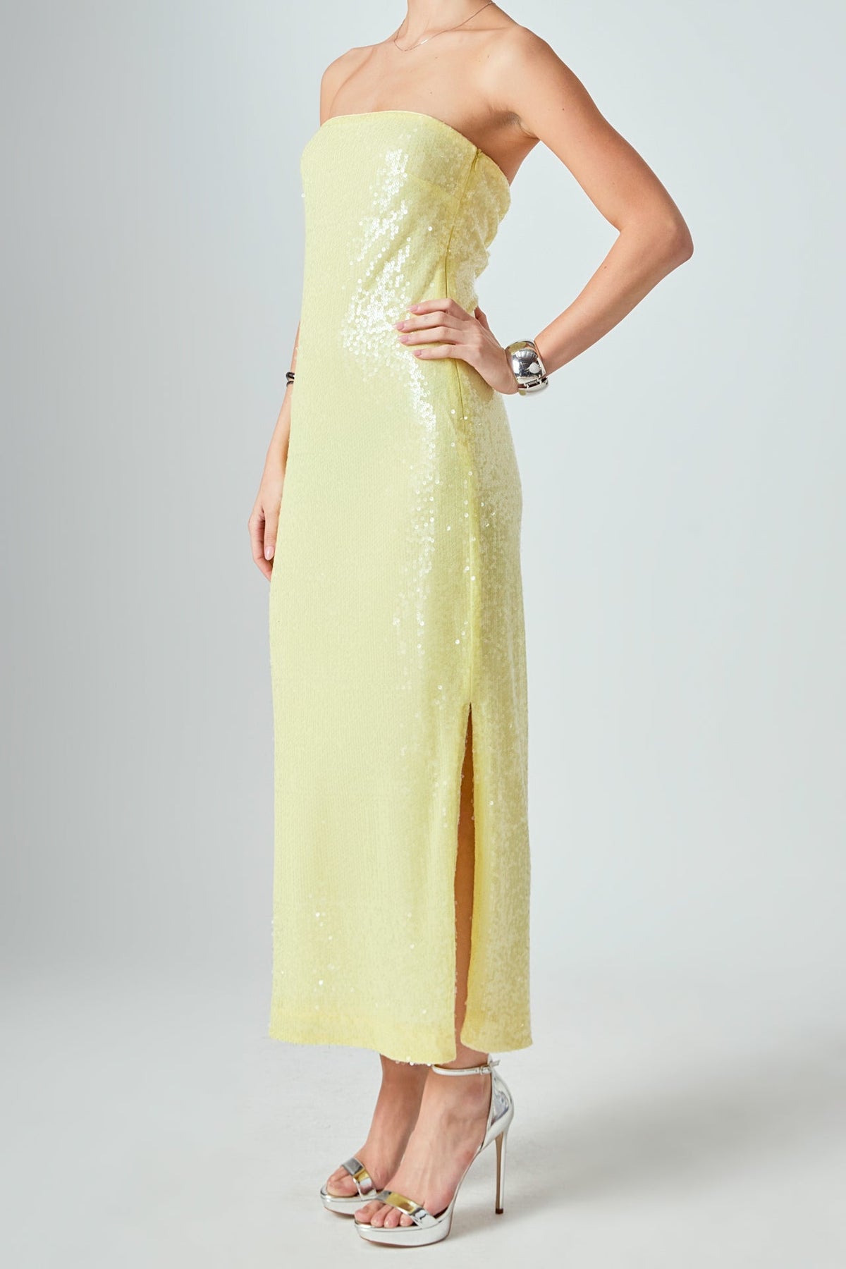Strapless Sequins Maxi Dress