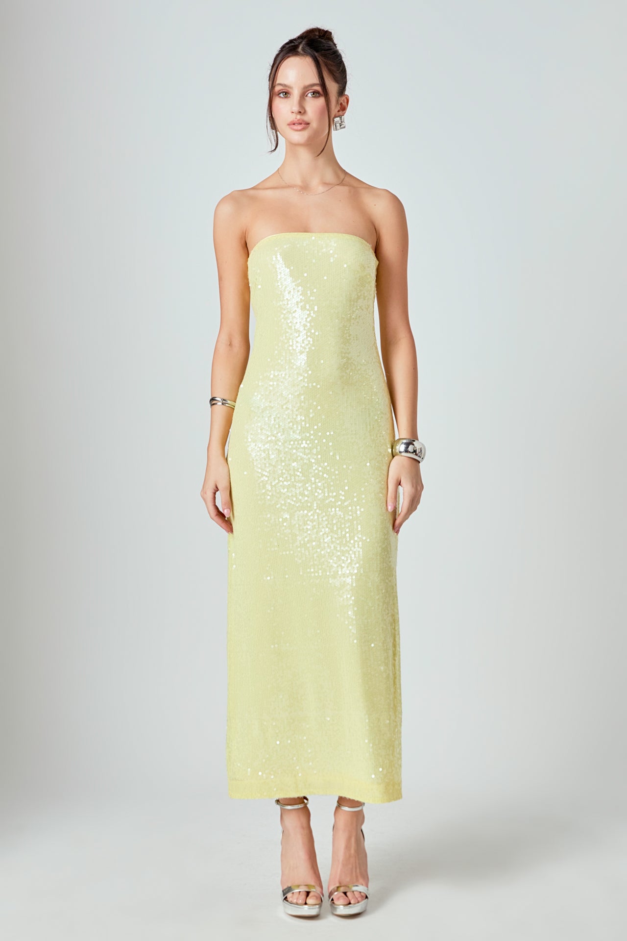 ENDLESS ROSE - Strapless Sequined Maxi Dress - DRESSES available at Objectrare