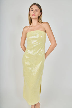 ENDLESS ROSE - Strapless Sequined Maxi Dress - DRESSES available at Objectrare