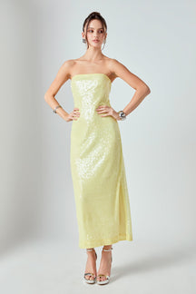 ENDLESS ROSE - Strapless Sequins Maxi Dress - DRESSES available at Objectrare