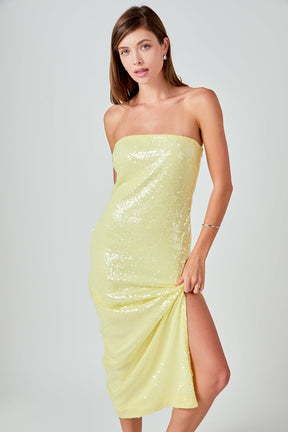 ENDLESS ROSE - Strapless Sequins Maxi Dress - DRESSES available at Objectrare