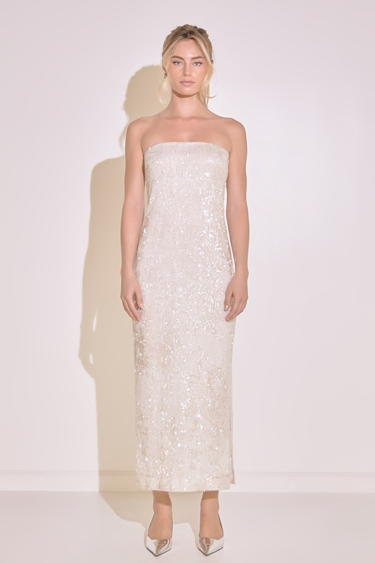 ENDLESS ROSE - Strapless Sequined Maxi Dress - DRESSES available at Objectrare