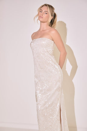 ENDLESS ROSE - Strapless Sequined Maxi Dress - DRESSES available at Objectrare