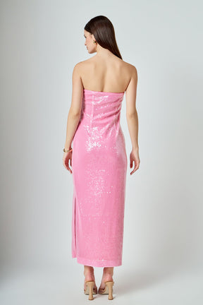 ENDLESS ROSE - Courtney Strapless Sequins Maxi Dress - DRESSES available at Objectrare