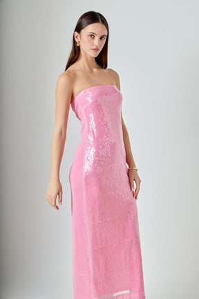 ENDLESS ROSE - Courtney Strapless Sequins Maxi Dress - DRESSES available at Objectrare