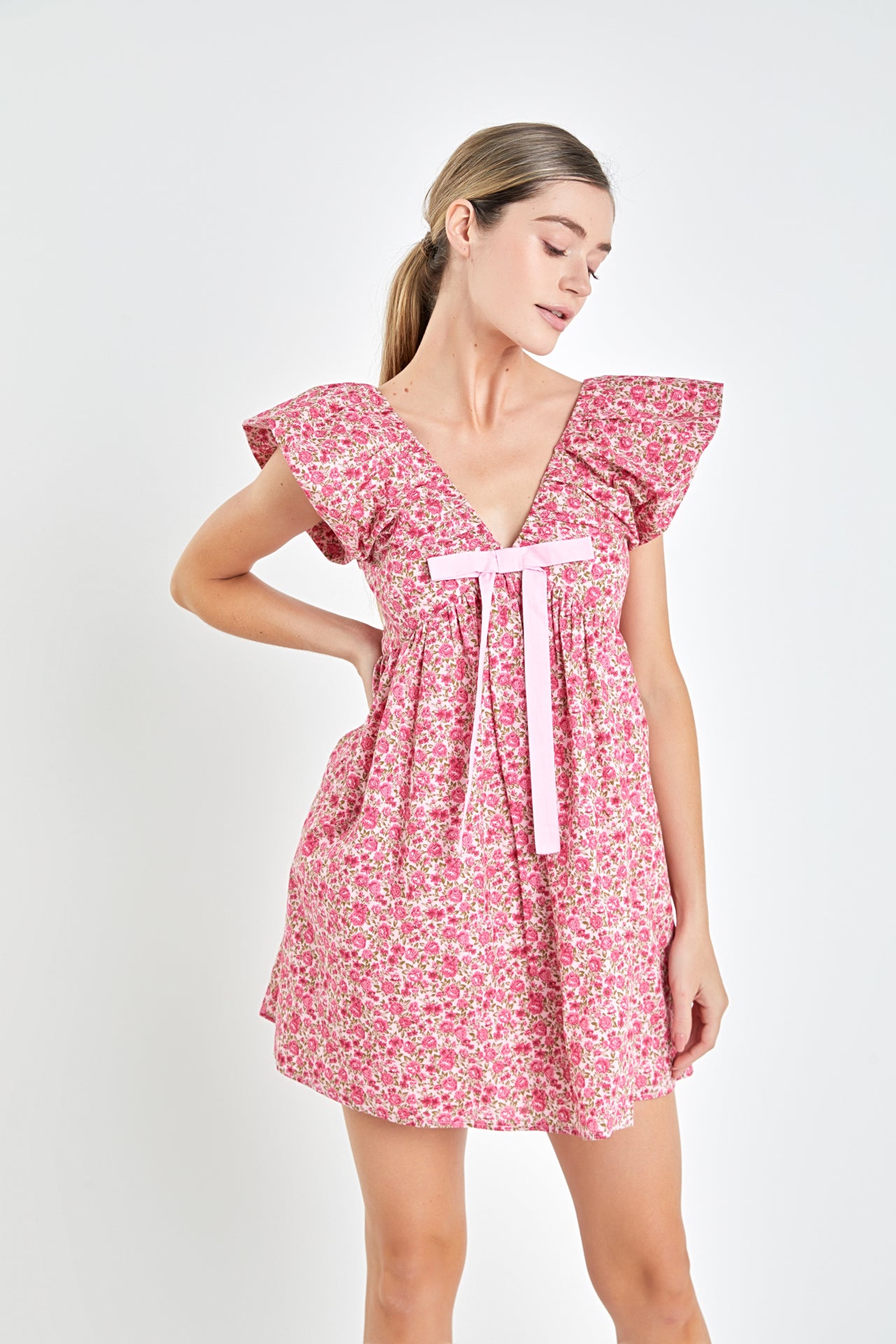 ENDLESS ROSE - Blouson Shoulder Mini Dress - DRESSES available at Objectrare