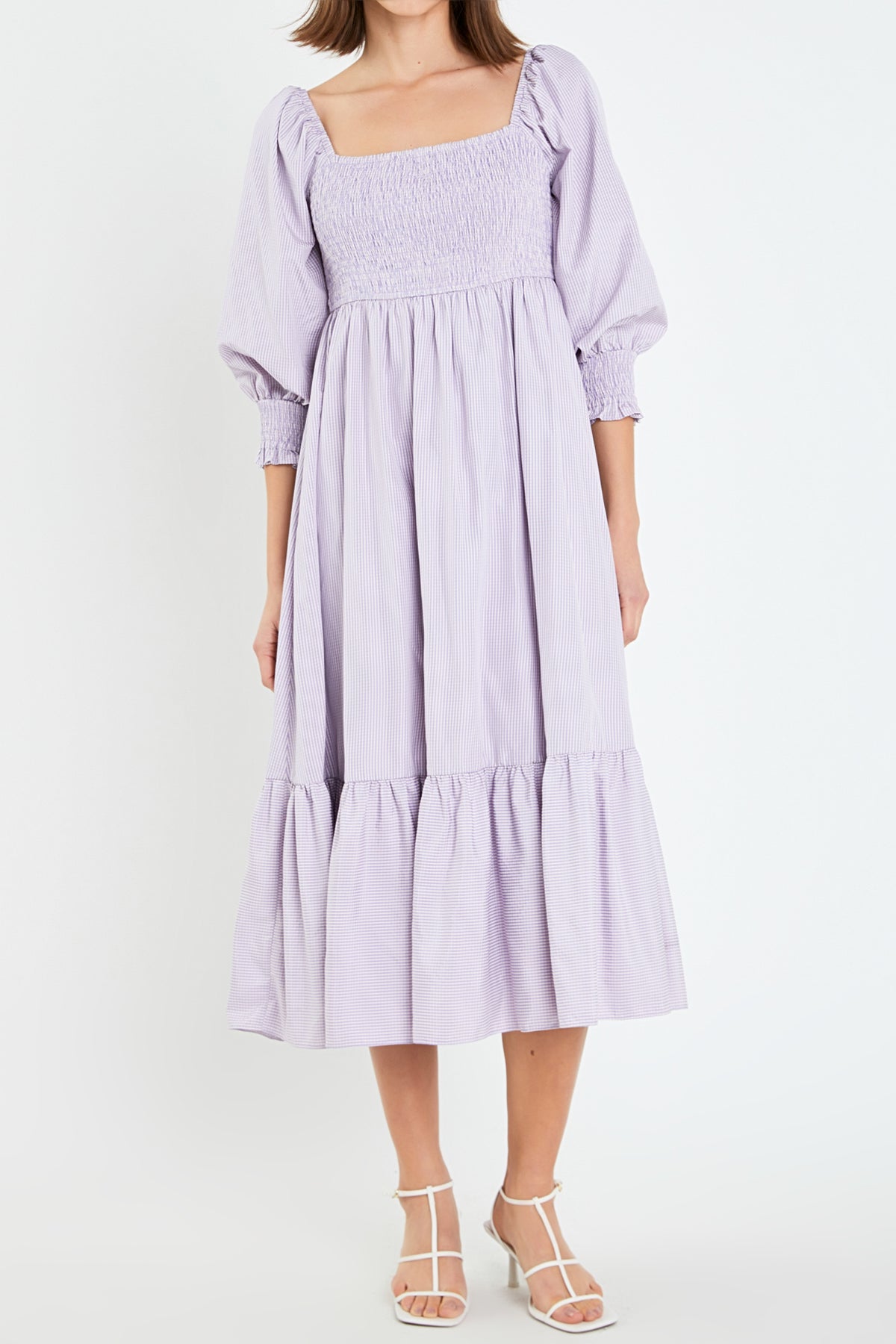 ENGLISH FACTORY - Gingham Smocked Maxi Dress - DRESSES available at Objectrare