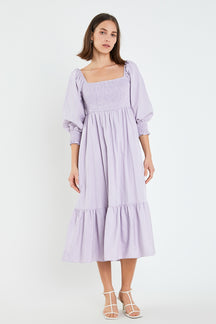 ENGLISH FACTORY - Gingham Smocked Maxi Dress - DRESSES available at Objectrare