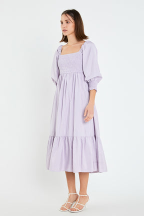 ENGLISH FACTORY - Gingham Smocked Maxi Dress - DRESSES available at Objectrare