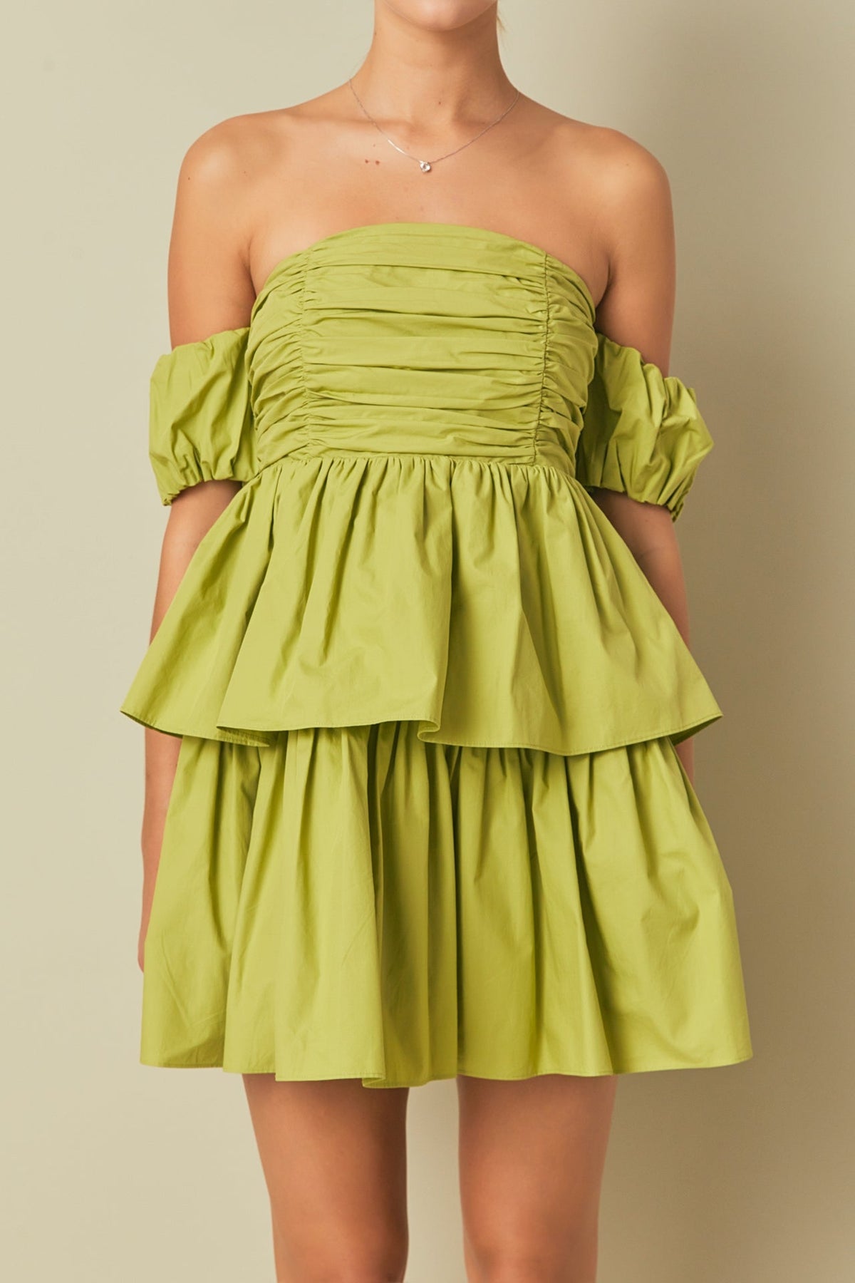 ENDLESS ROSE - Ruched Off The Shoulder Mini Dress - DRESSES available at Objectrare