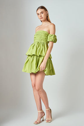 ENDLESS ROSE - Ruched Off The Shoulder Mini Dress - DRESSES available at Objectrare