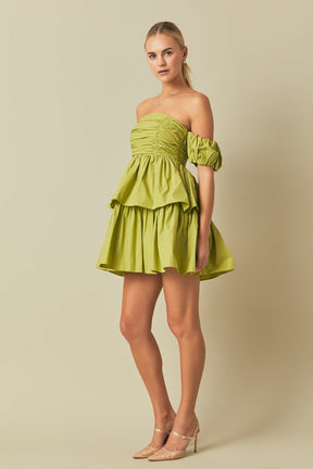 ENDLESS ROSE - Ruched Off The Shoulder Mini Dress - DRESSES available at Objectrare