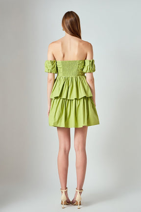 ENDLESS ROSE - Ruched Off The Shoulder Mini Dress - DRESSES available at Objectrare