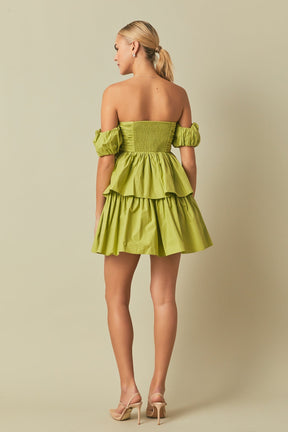 ENDLESS ROSE - Ruched Off The Shoulder Mini Dress - DRESSES available at Objectrare