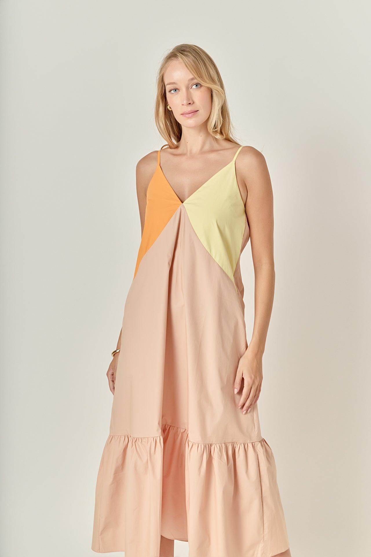 English Factory - Color Block Maxi Dress ORANGE MULTI / XL English Factory - Color Block Maxi Dress ORANGE MULTI / XL