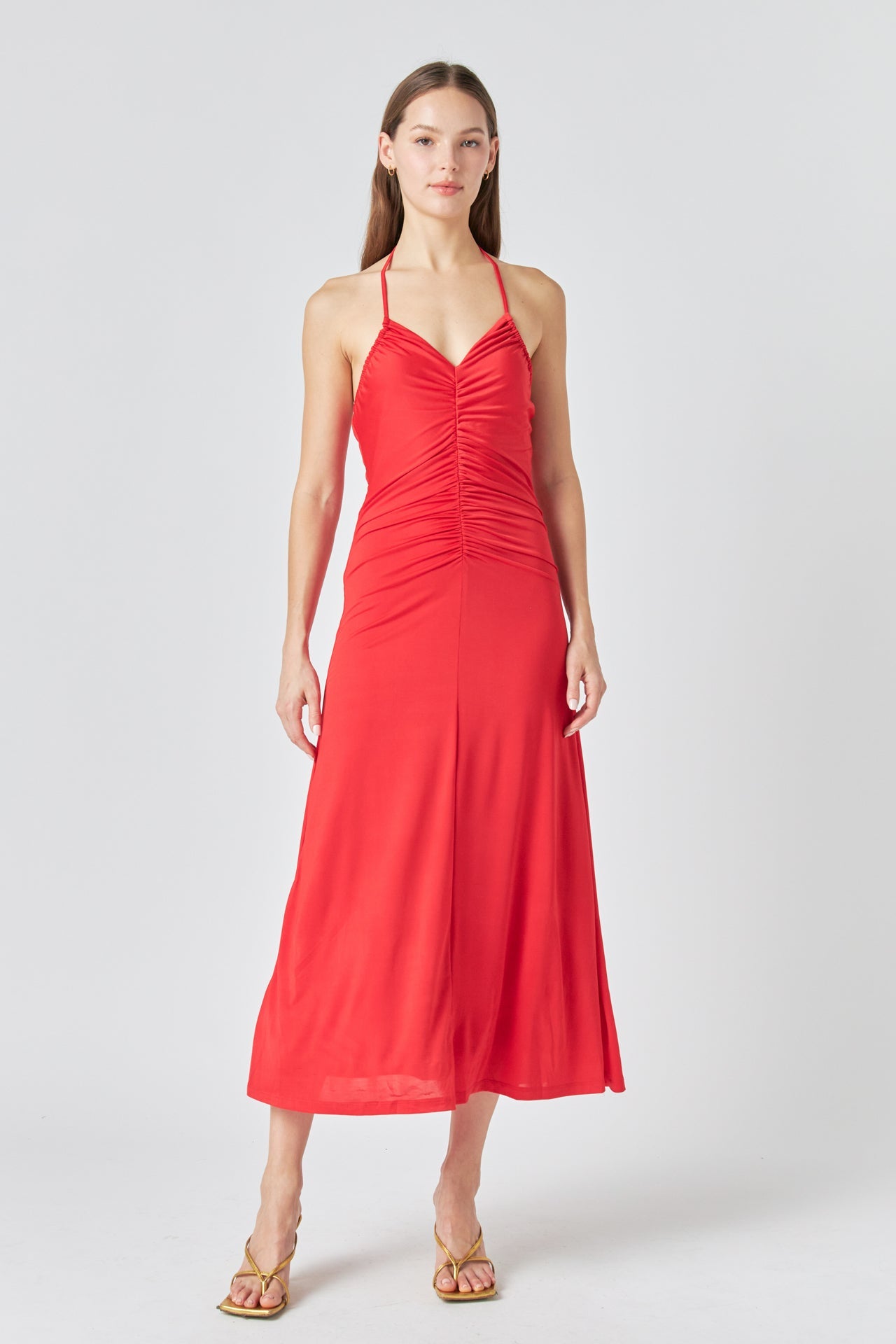 ENDLESS ROSE - Endless Rose - Halter Ruched Maxi Dress - DRESSES available at Objectrare