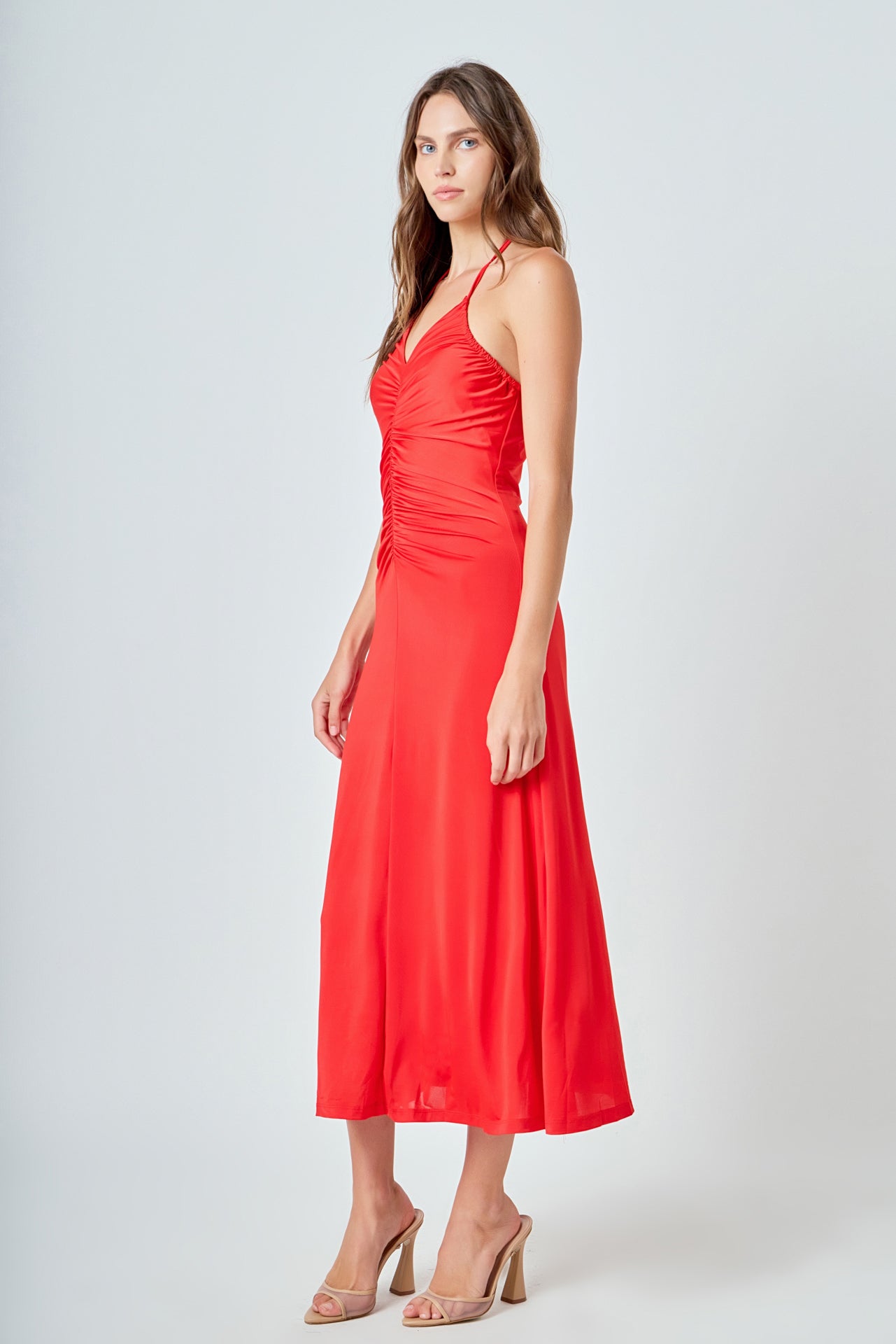 ENDLESS ROSE - Halter Ruched Maxi Dress - DRESSES available at Objectrare