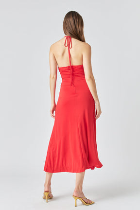 ENDLESS ROSE - Endless Rose - Halter Ruched Maxi Dress - DRESSES available at Objectrare