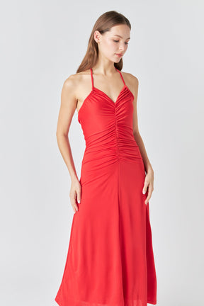 ENDLESS ROSE - Endless Rose - Halter Ruched Maxi Dress - DRESSES available at Objectrare