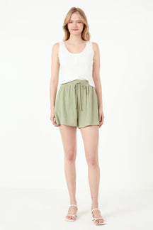 FREE THE ROSES - Free The Rose - Gauze Shorts With Thick Elastic Band And Pockets - SHORTS available at Objectrare